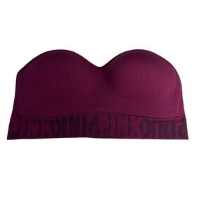 Victoria’s Secret PINK molded Strapless Bandeau Bra Women’s S maroon spellout